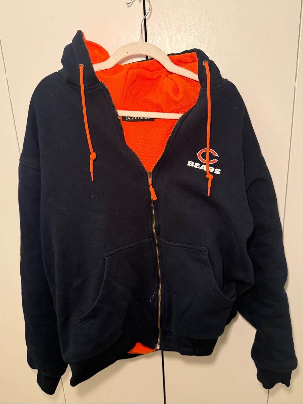 Dunbrooke Navy and Bright Orange Zip Jacket Chicago Bears